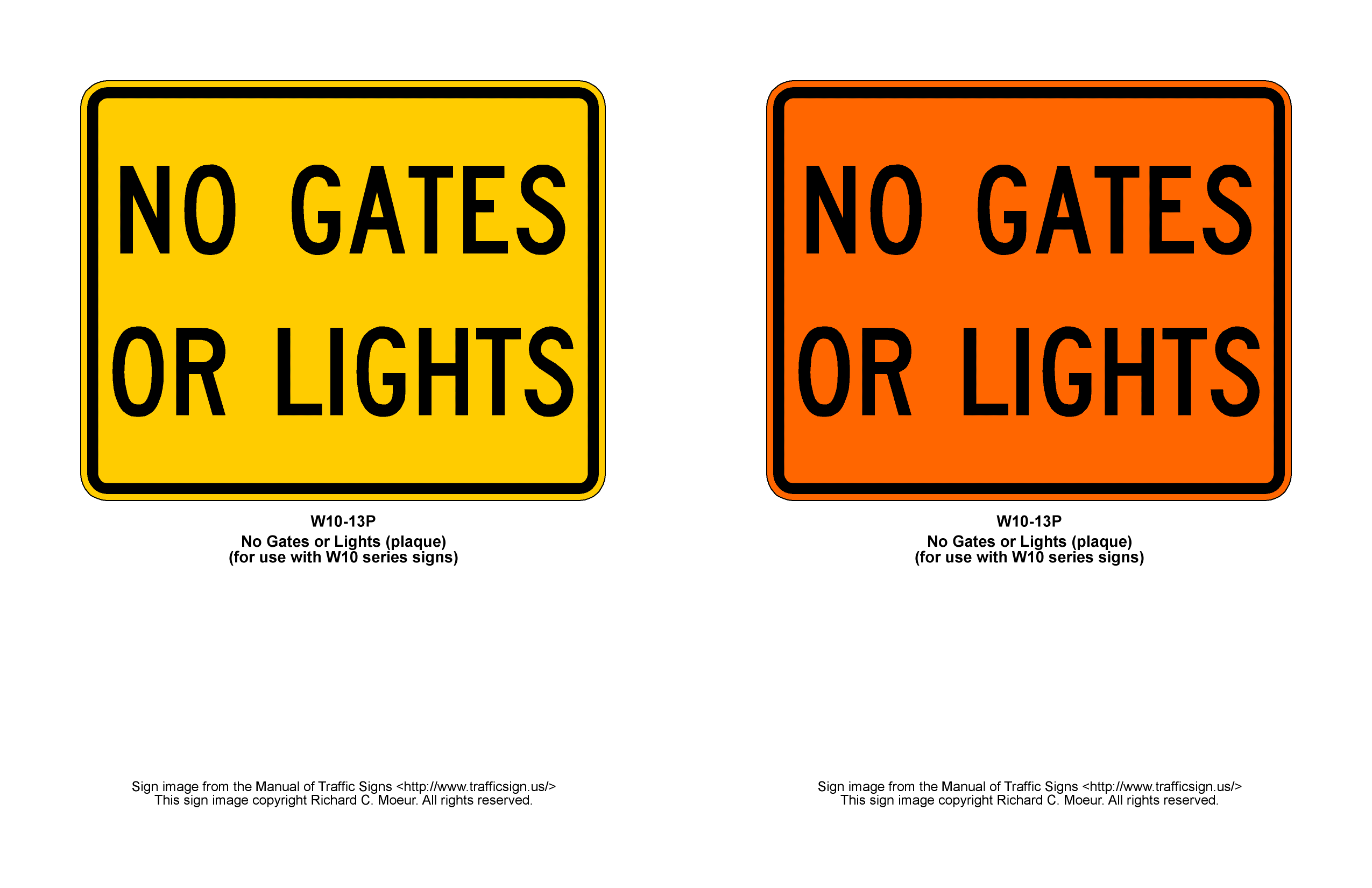 Manual of Traffic Signs - W10 Series Signs